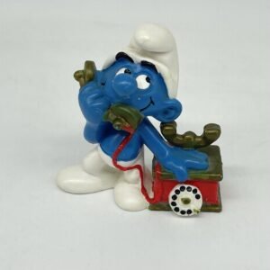 Smurfs - Vintage Telephone Smurf Figurine #20062 (thick cradle)