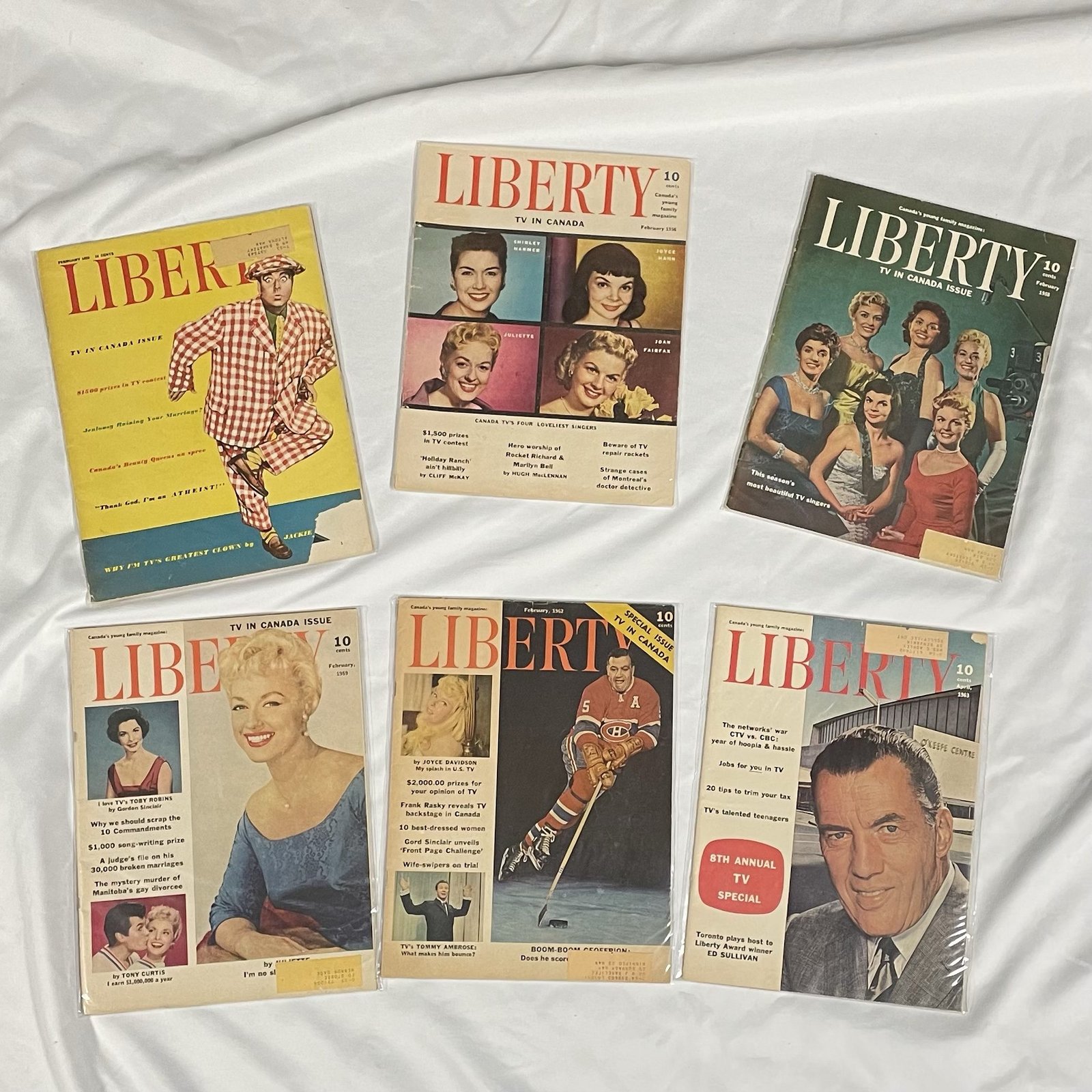 Liberty Magazine - TV in Canada issues lot of 6 from 1955-1963