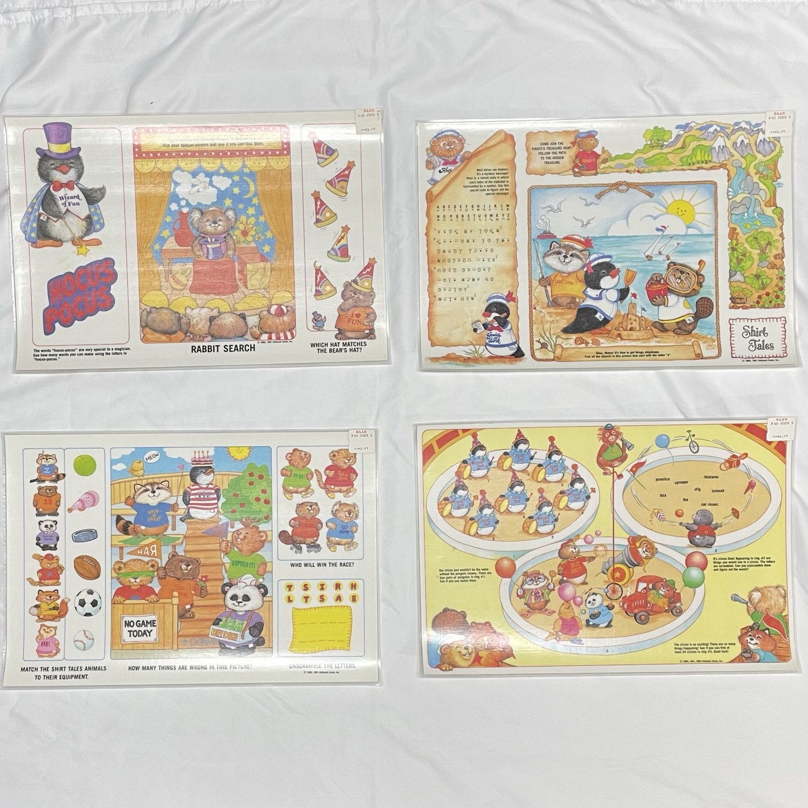 Shirt Tales - Lot of four 12x17” Laminated Placemats 1980s - Image 2