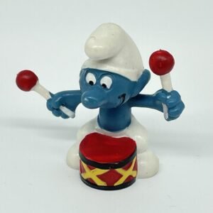 Smurfs - Vintage Drummer Smurf Figurine #20009 (red and white sticks)