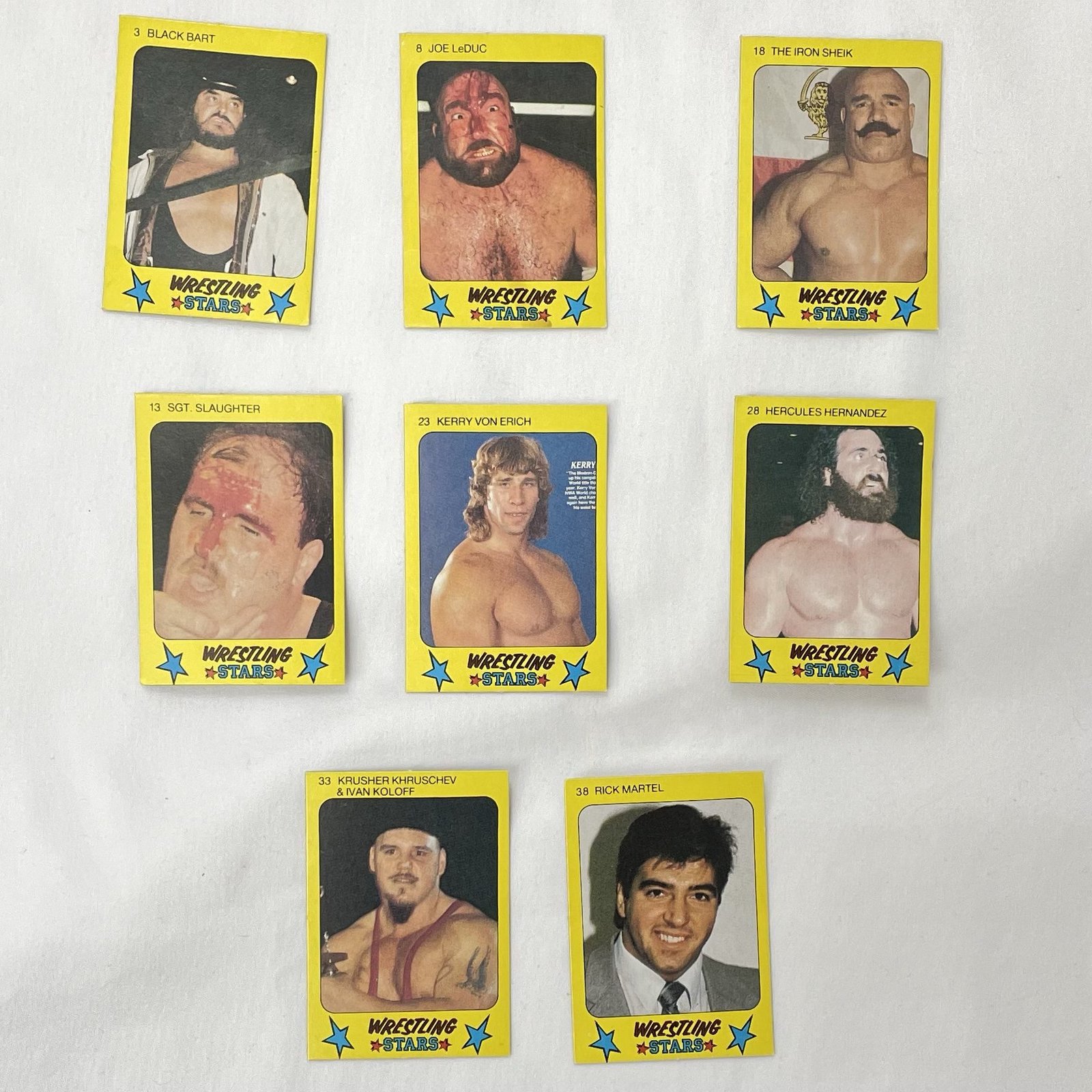 Monty Gum Wrestling Stars Cards 1986 - 8 card lot