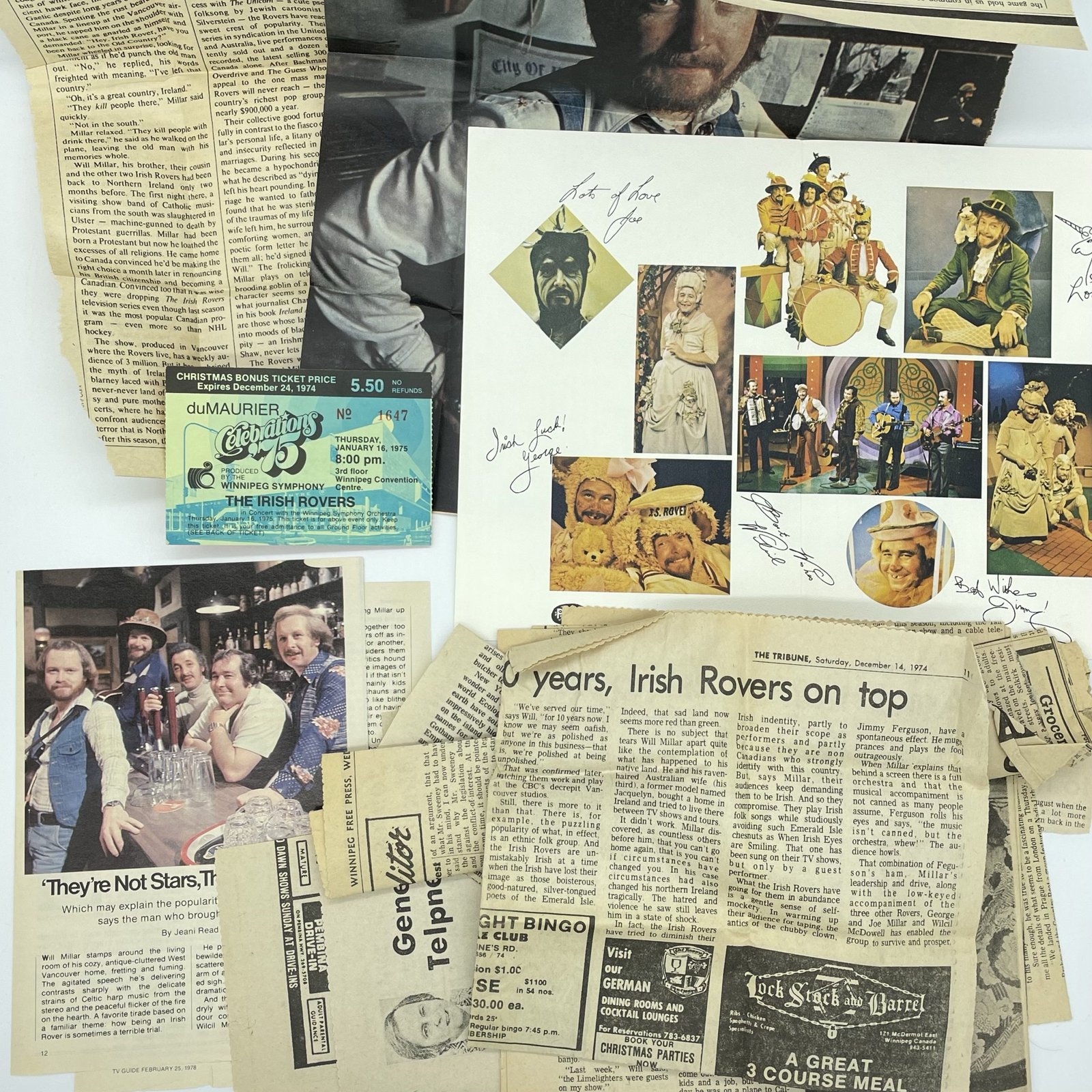 Irish Rovers Memorabilia Lot 1970s