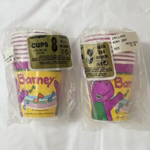 Barney lot of 2 packs of paper party cups from 1995